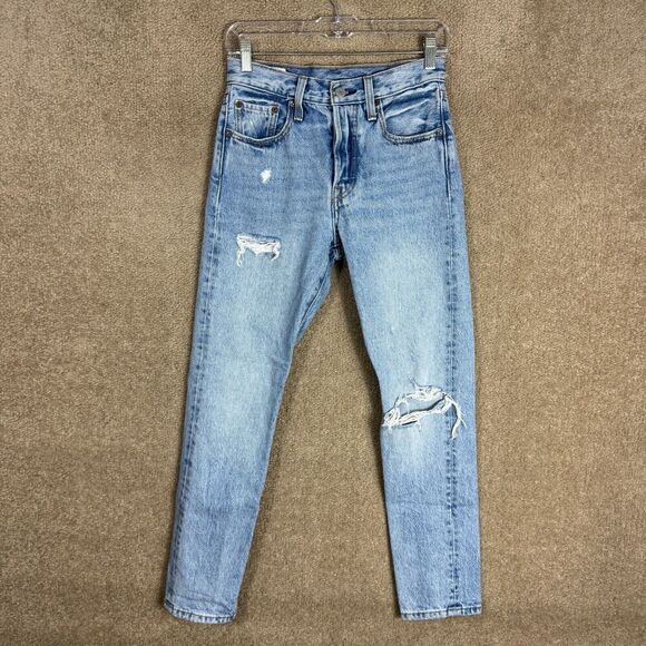 Levi's 501 Skinny Jeans Womens Size 24 Can't Touch This Distressed Button Fly - Picture 2 of 16